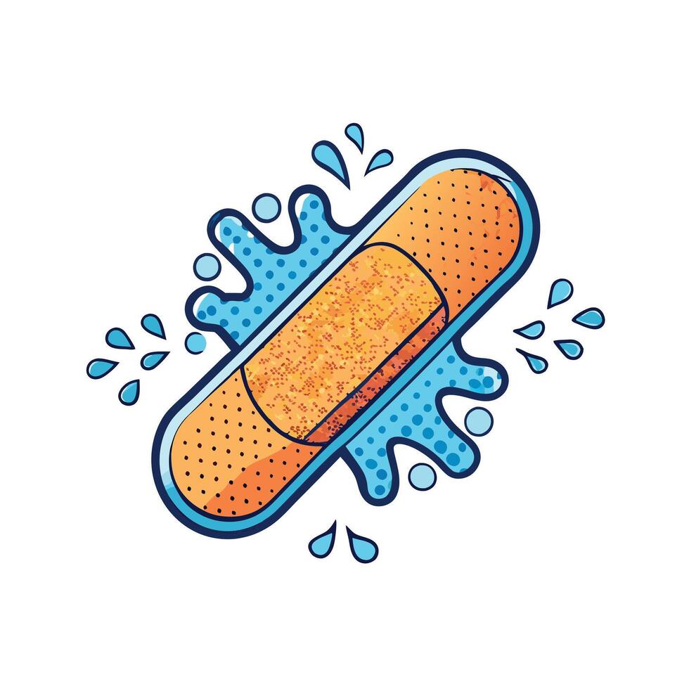 A Pop Art Style Bandage Illustration with Water Splashes vector