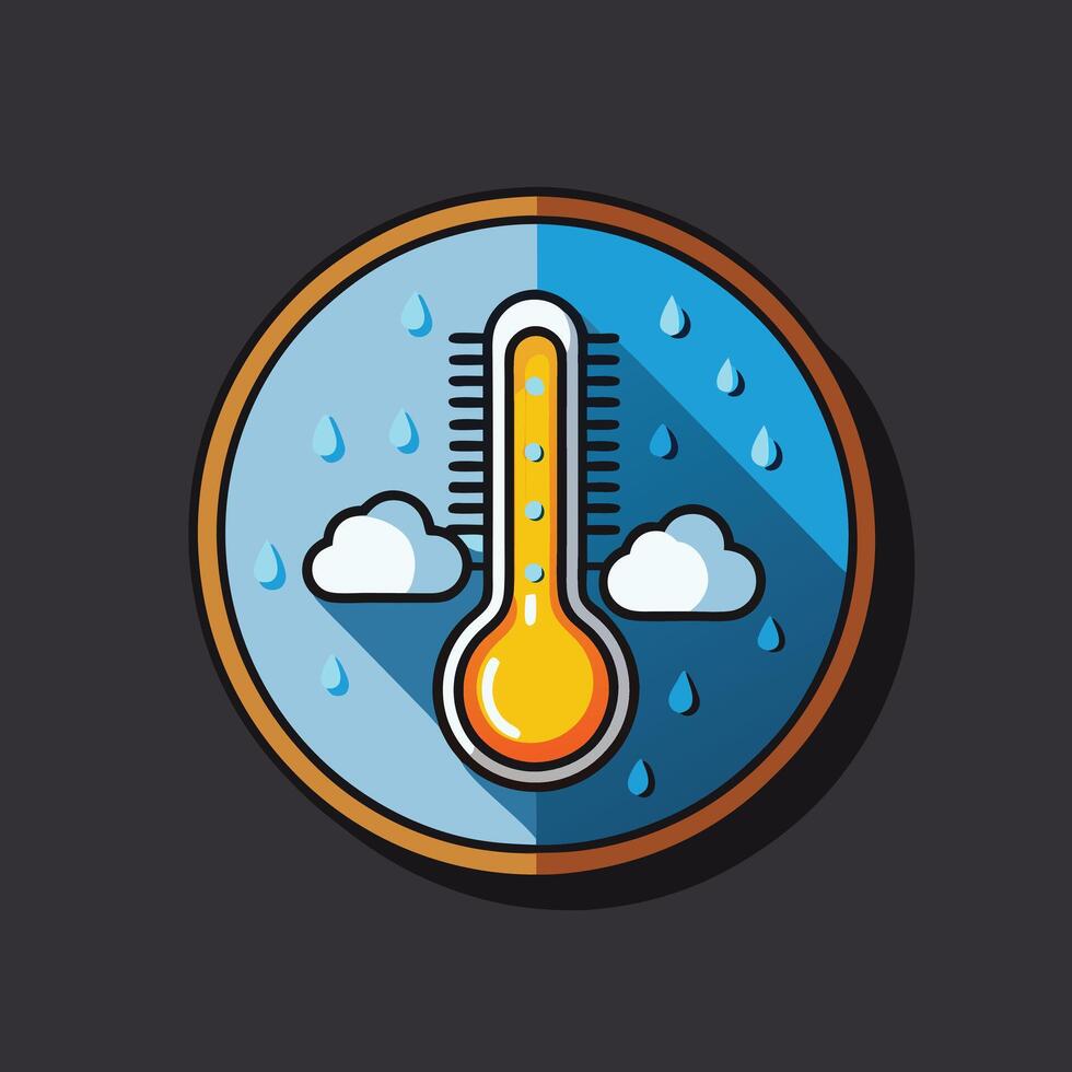 Rainy Day Weather Forecast Temperature Thermometer Illustration Graphic Design vector