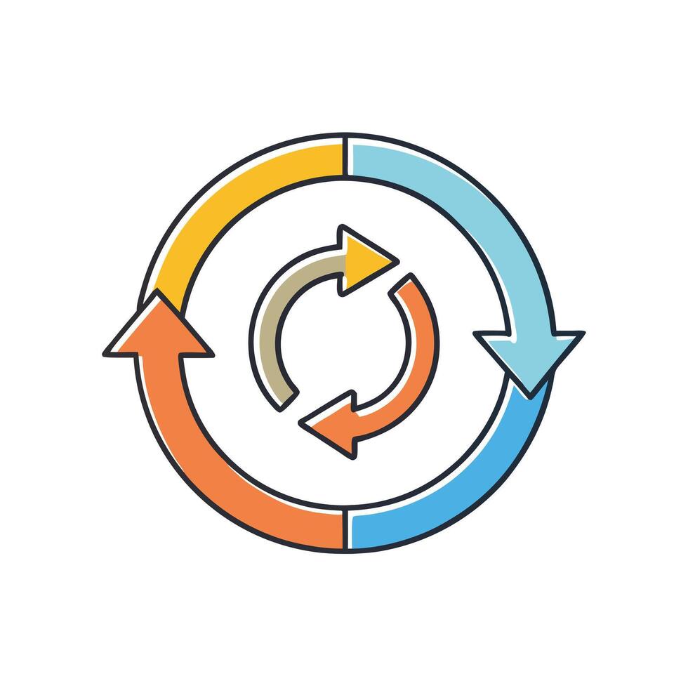 Circular Arrows Representing Continuous Improvement Process Cycle System vector