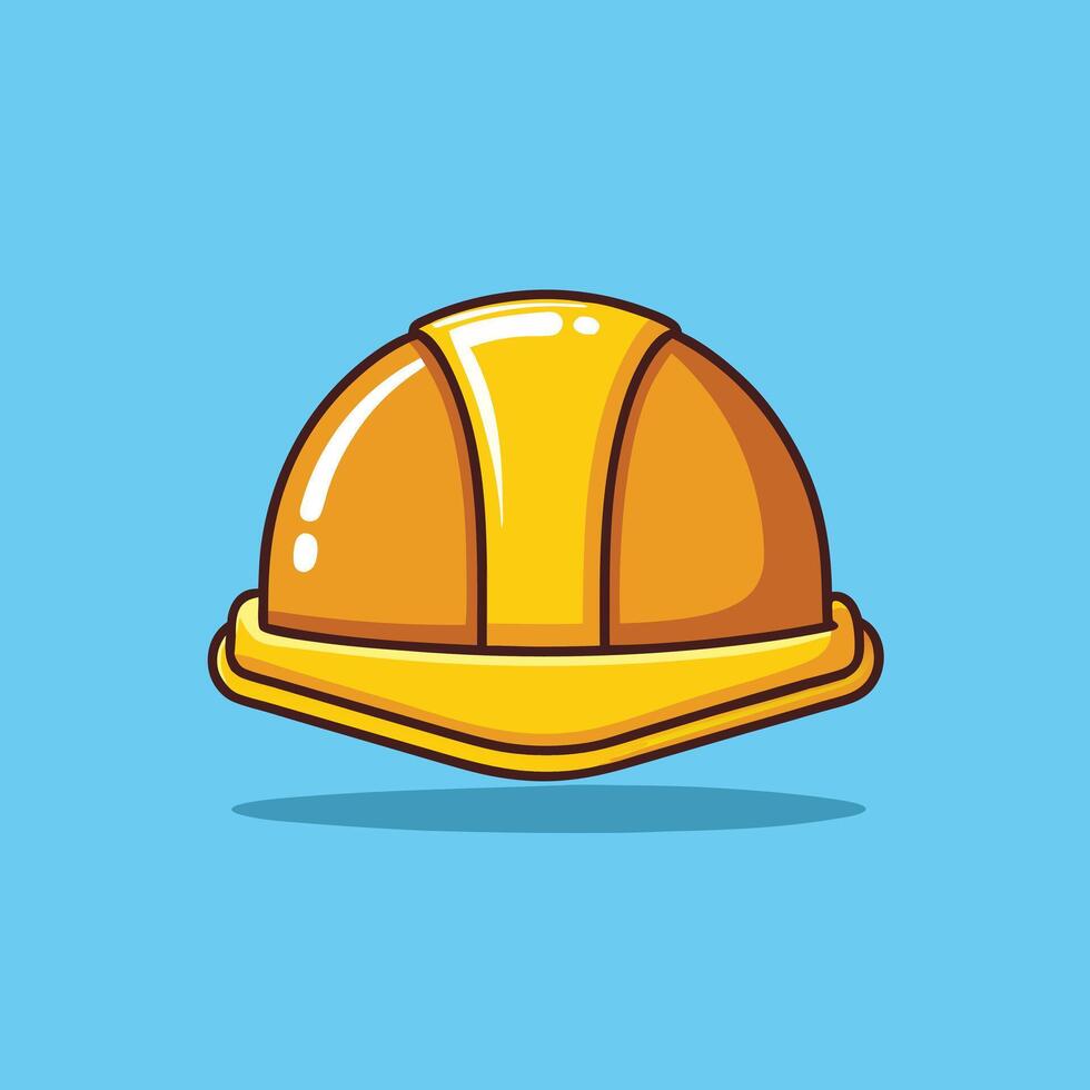 A Cartoon Illustration of a Yellow Construction Helmet Safety Hat for Workers vector