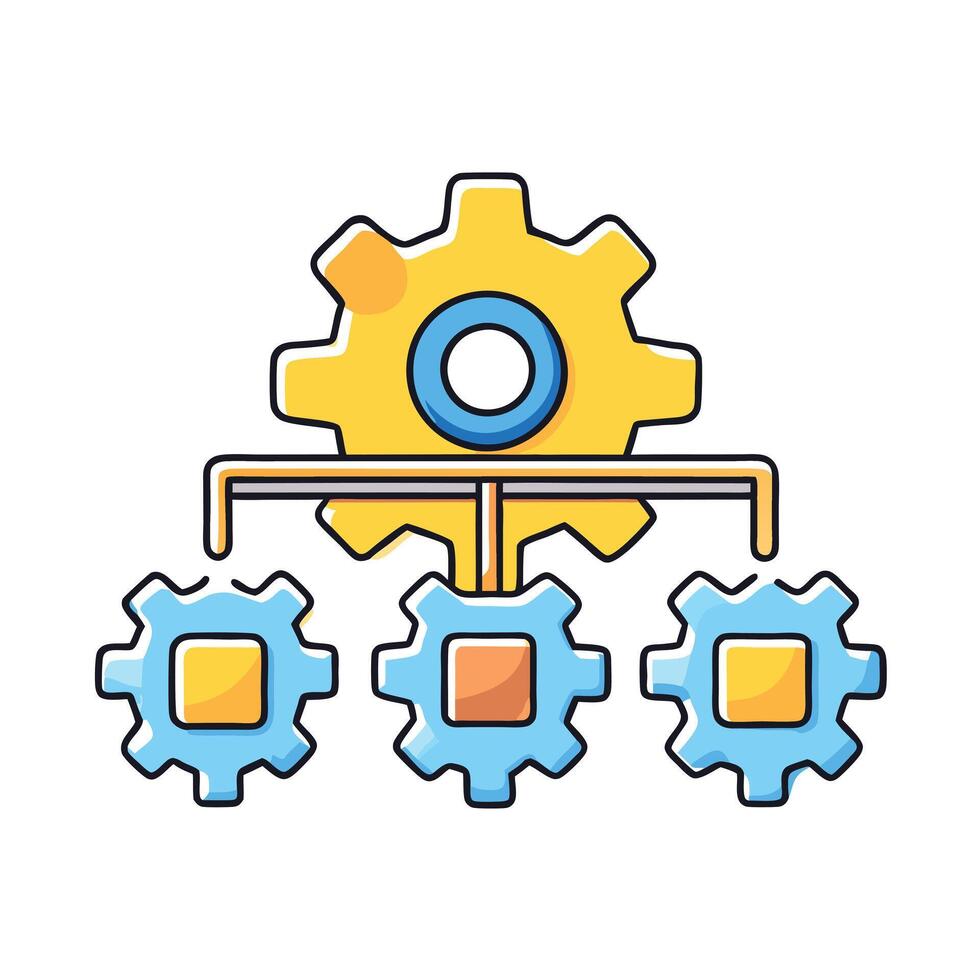 Interconnected Gears Representing Teamwork and System Integration vector