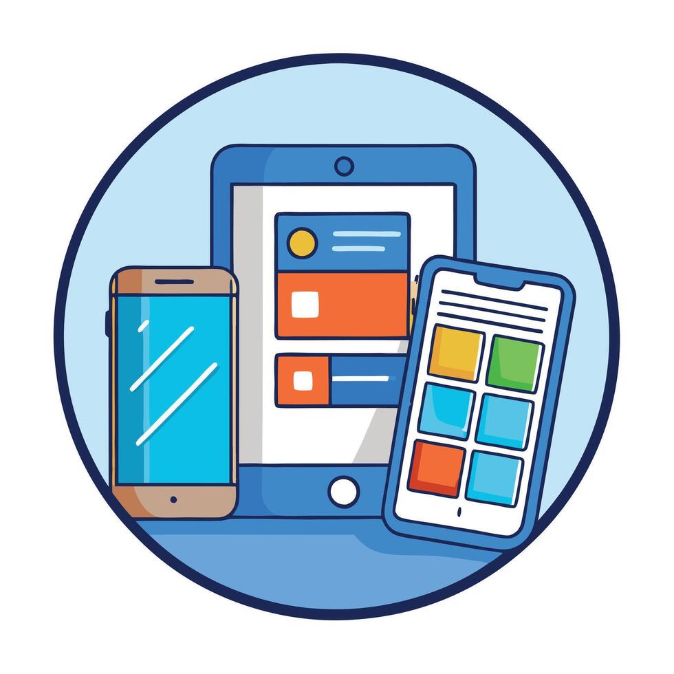 Responsive Design for Mobile Devices Tablets and Smartphones User Interface and User Experience vector