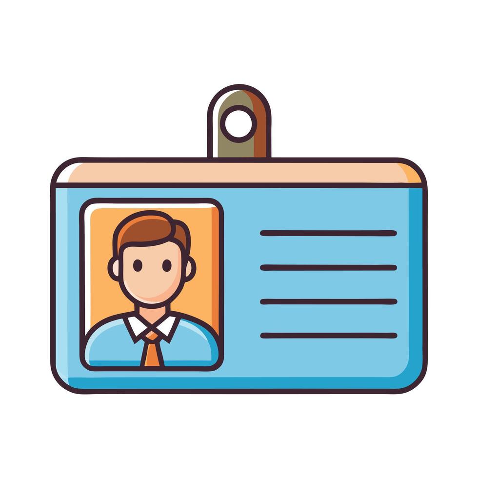 A Simple Illustration of a Blue Employee Identification Card with a Photo vector