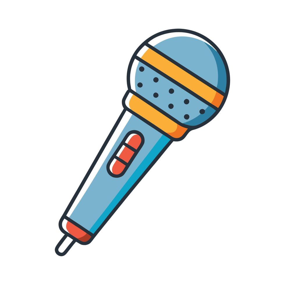 A Colorful Cartoon Microphone for Singing and Public Speaking vector