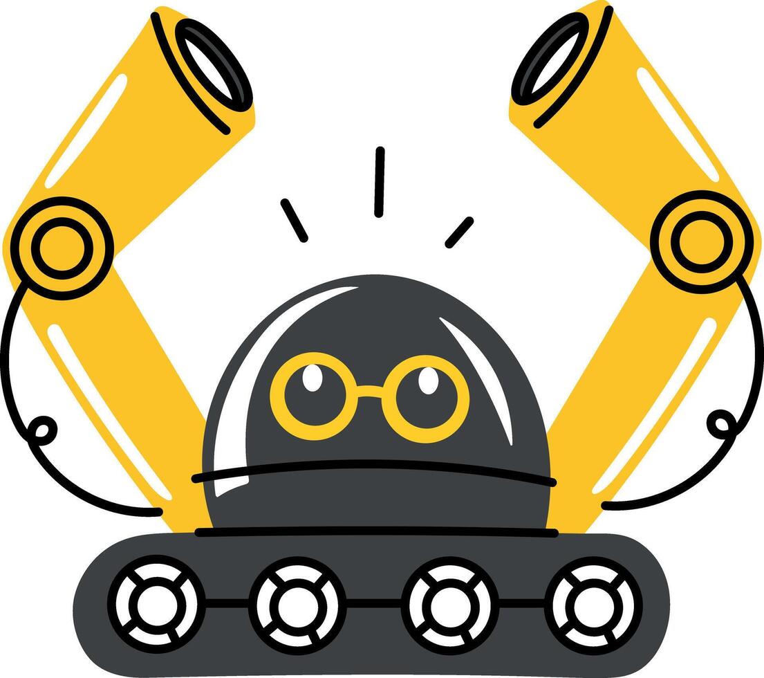 A flat style illustration of cute robot action vector