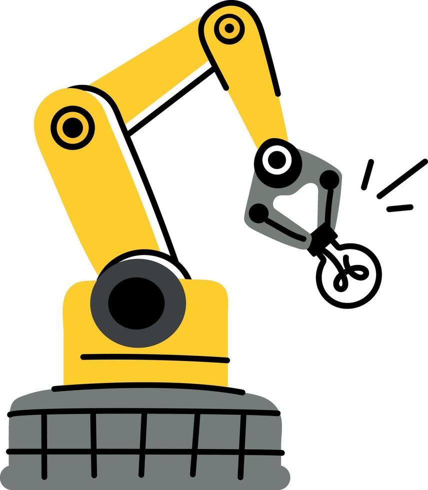A flat style illustration of robotic arm vector
