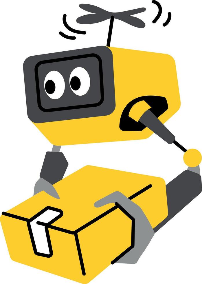 A flat style illustration of robot smart delivery vector