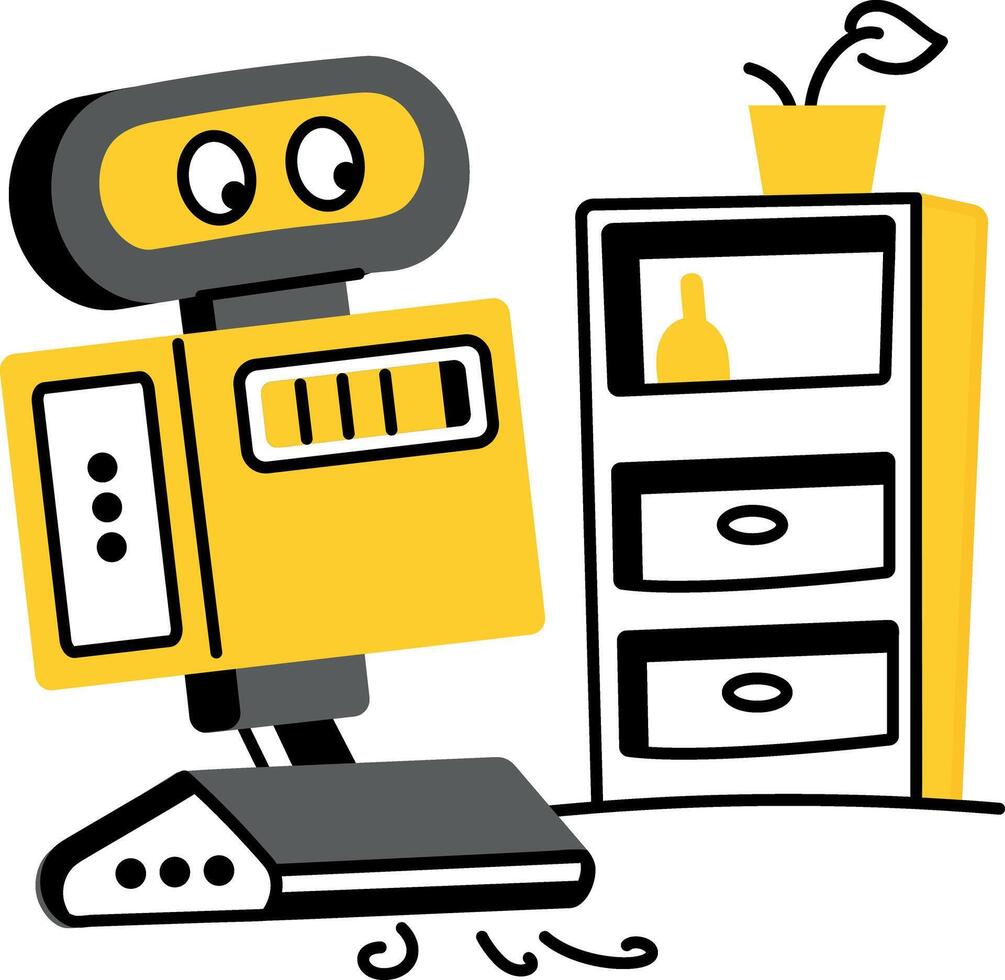 A flat style illustration of cleaning robot vector