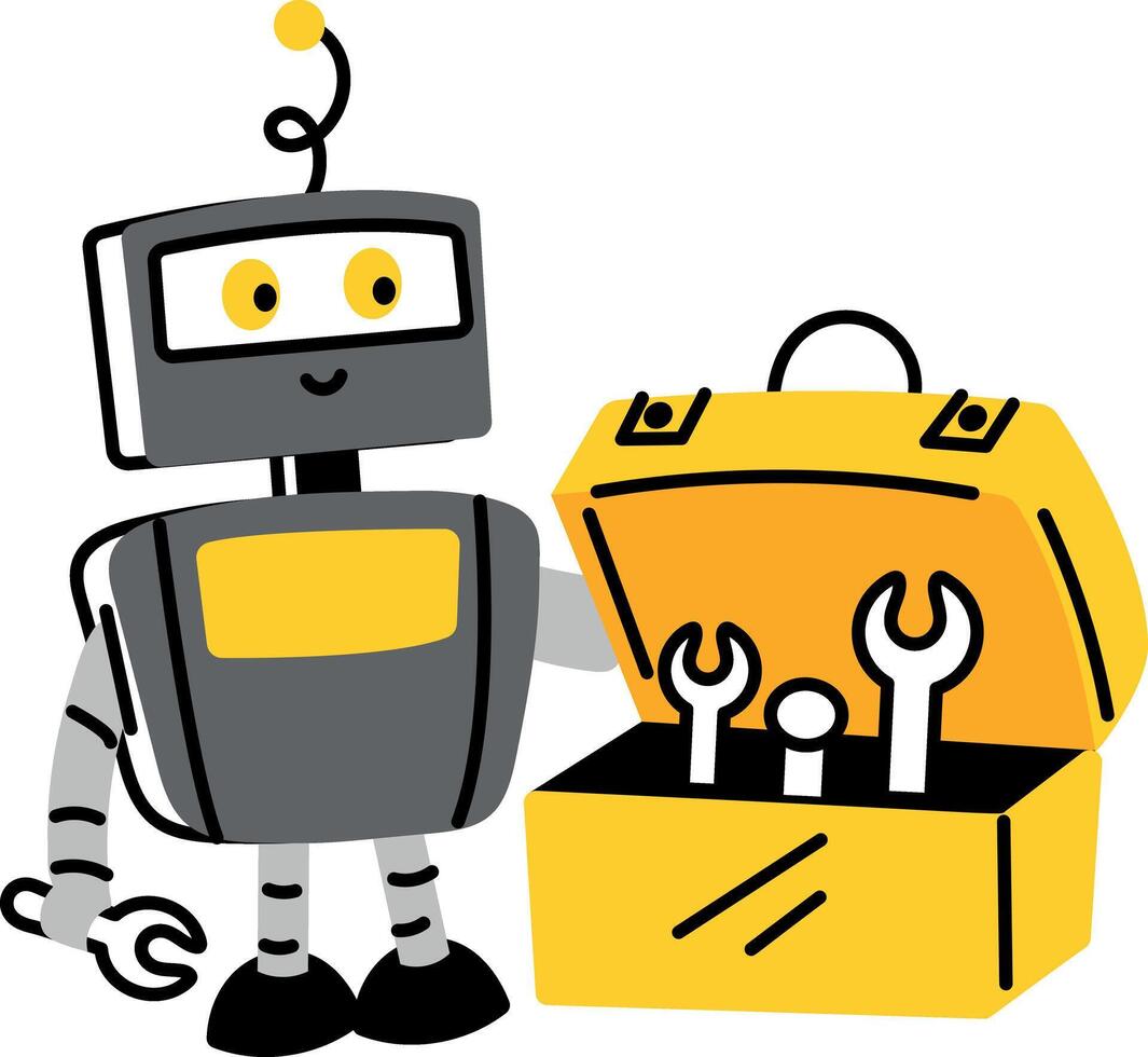 A flat style illustration of robot tools kit vector