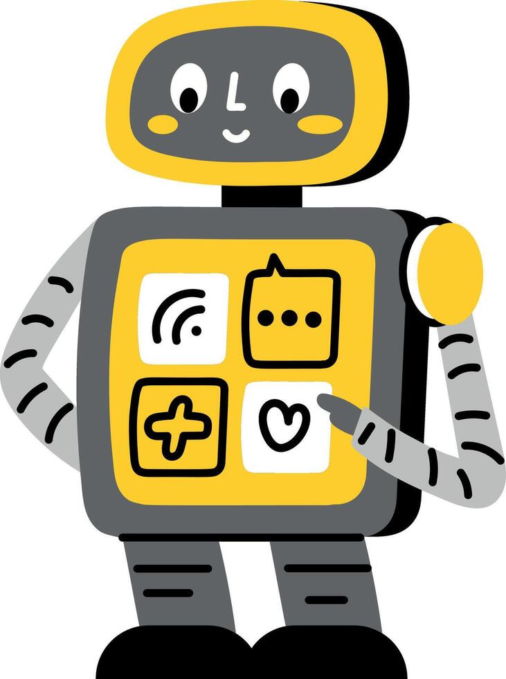 A flat style illustration of cute ai bot vector