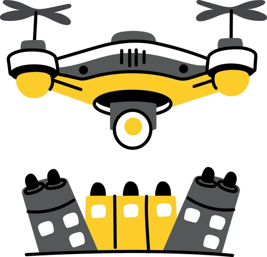 A flat style illustration of an industrial drone vector