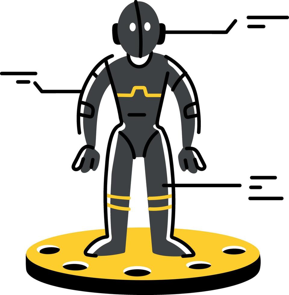 Robot hologram technology illustration in flat style vector