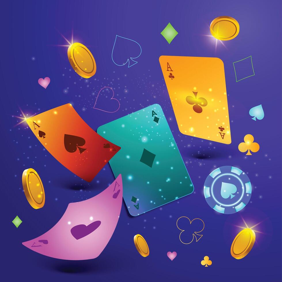 Flying cards, Poker Game Background vector