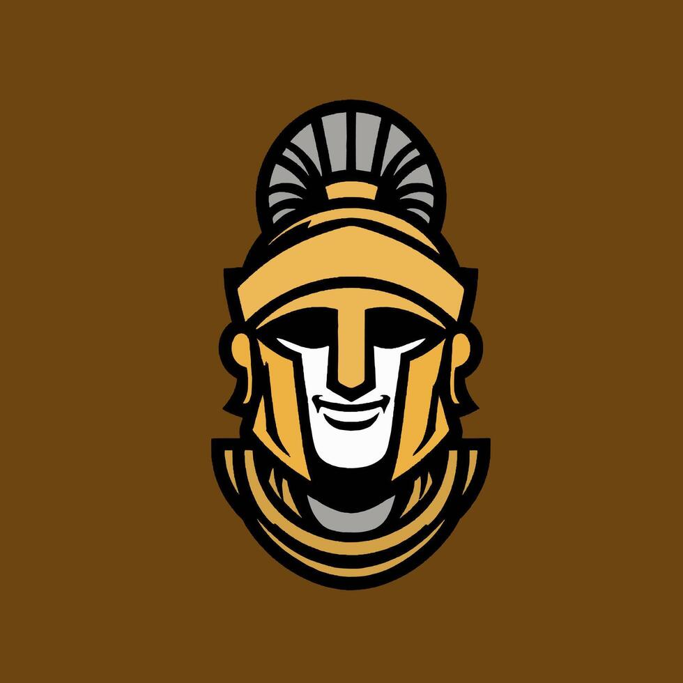 A spartan helmet on a brown background vector