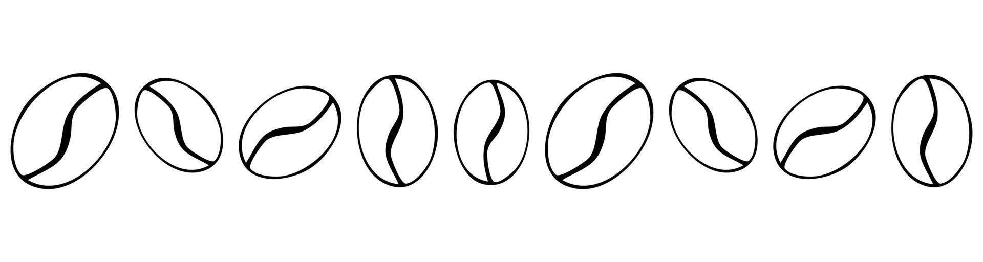 Coffee bean hand drawn border, simple sketch divider. Line decoration.Coffee sign, roasted. Decorative element for cafe and restaurant menu vector