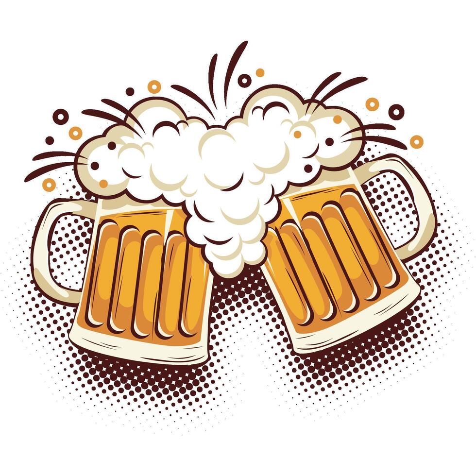 Beer glasses toast icon vector