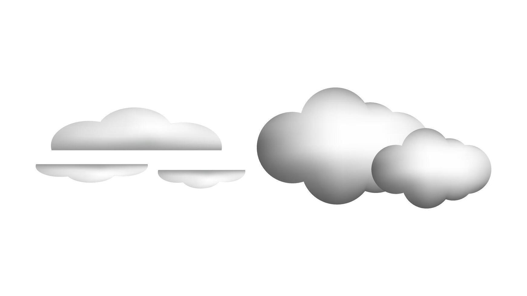 Weather 3d icons realistic isolated set. Light fog cloudy. Design weather app web site game logo banner. Meteorology concept. vector