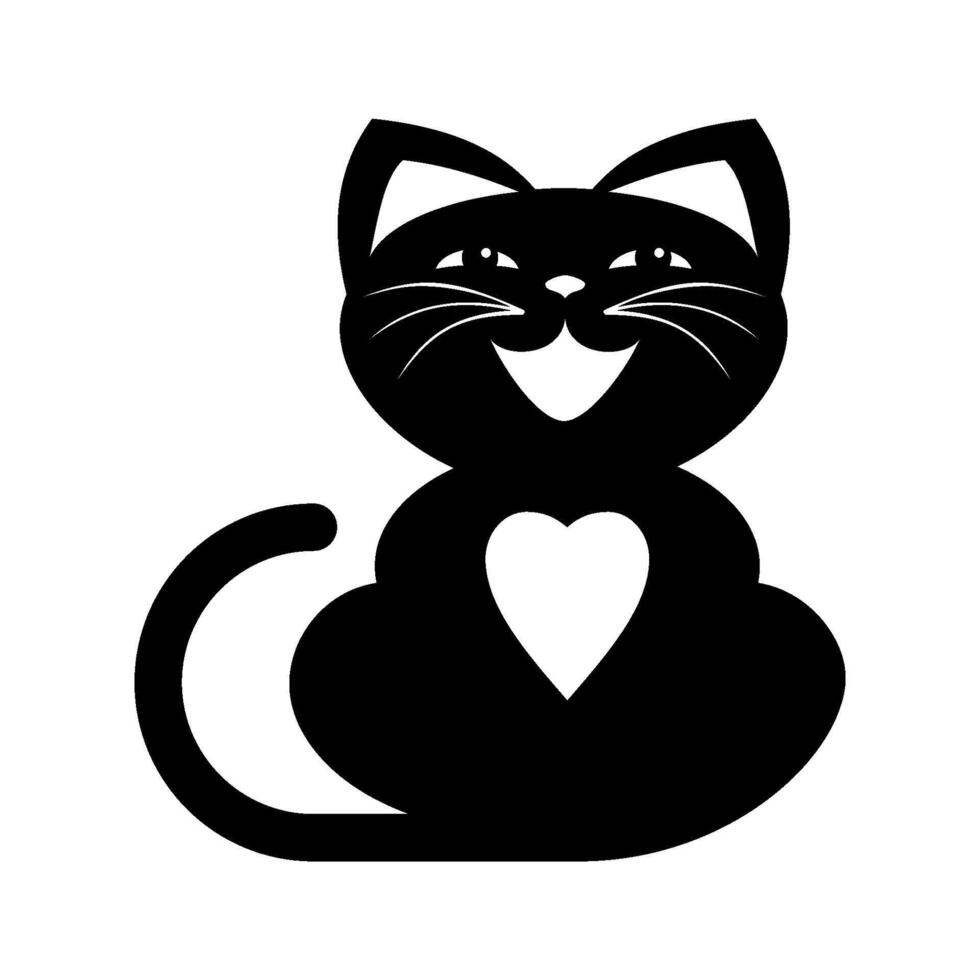 Black cat sitting icon vector