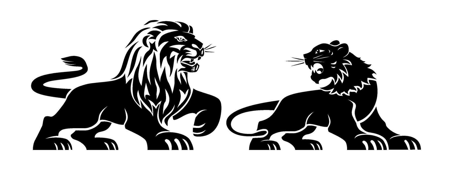 Lion and lioness logo template vector