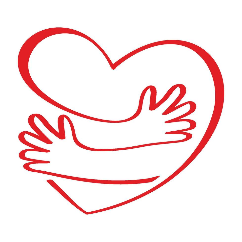 Hug in heart shape vector