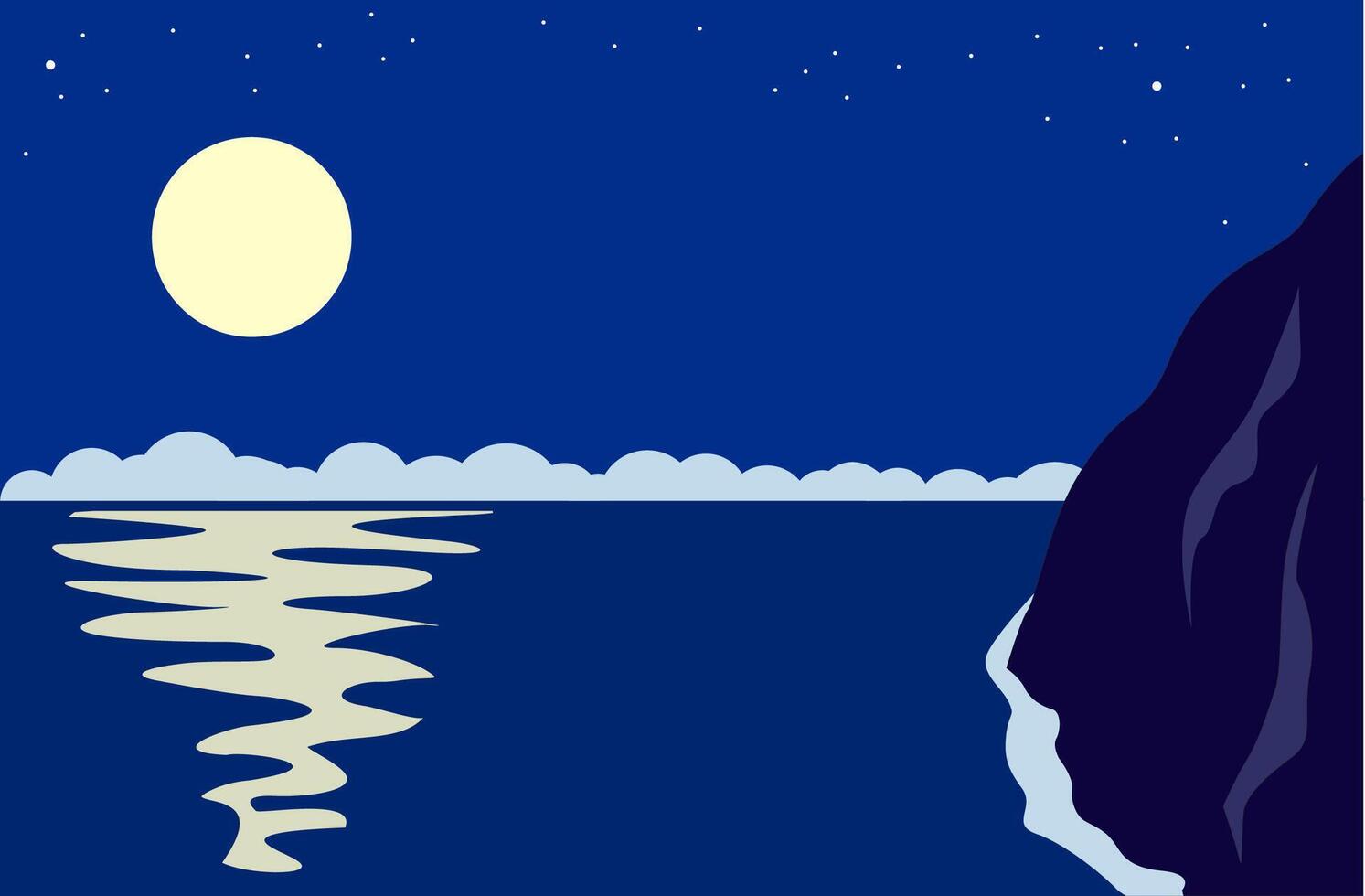 Rocks sea and moon vector