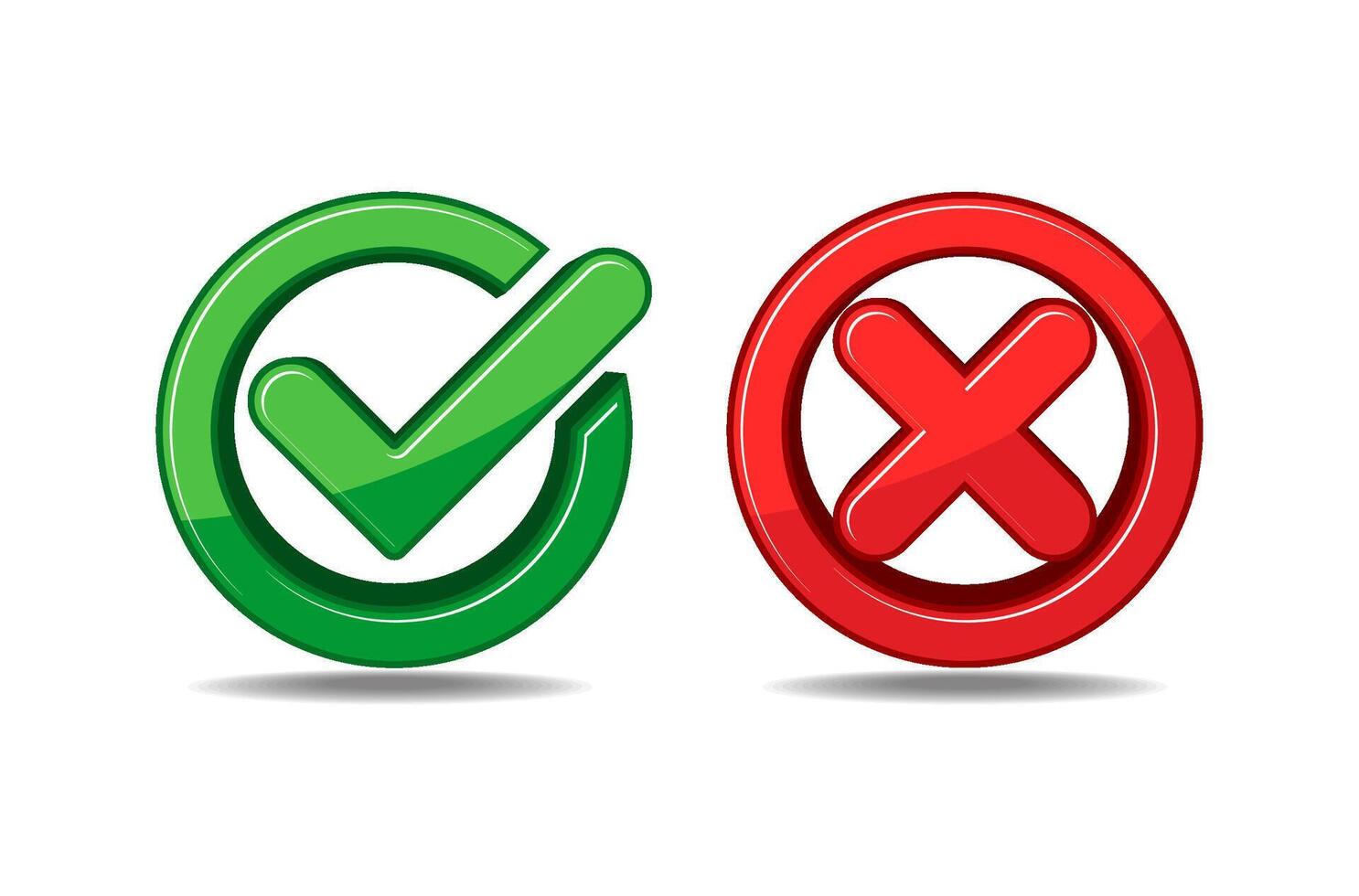 Yes or no 3D checkmarks vector