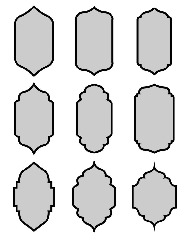 Set of Islamic frames different shapes vector