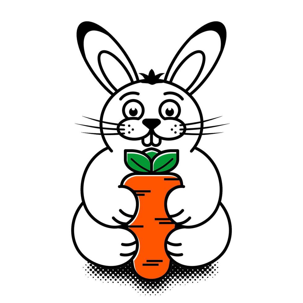cartoon white rabbit with carrot vector
