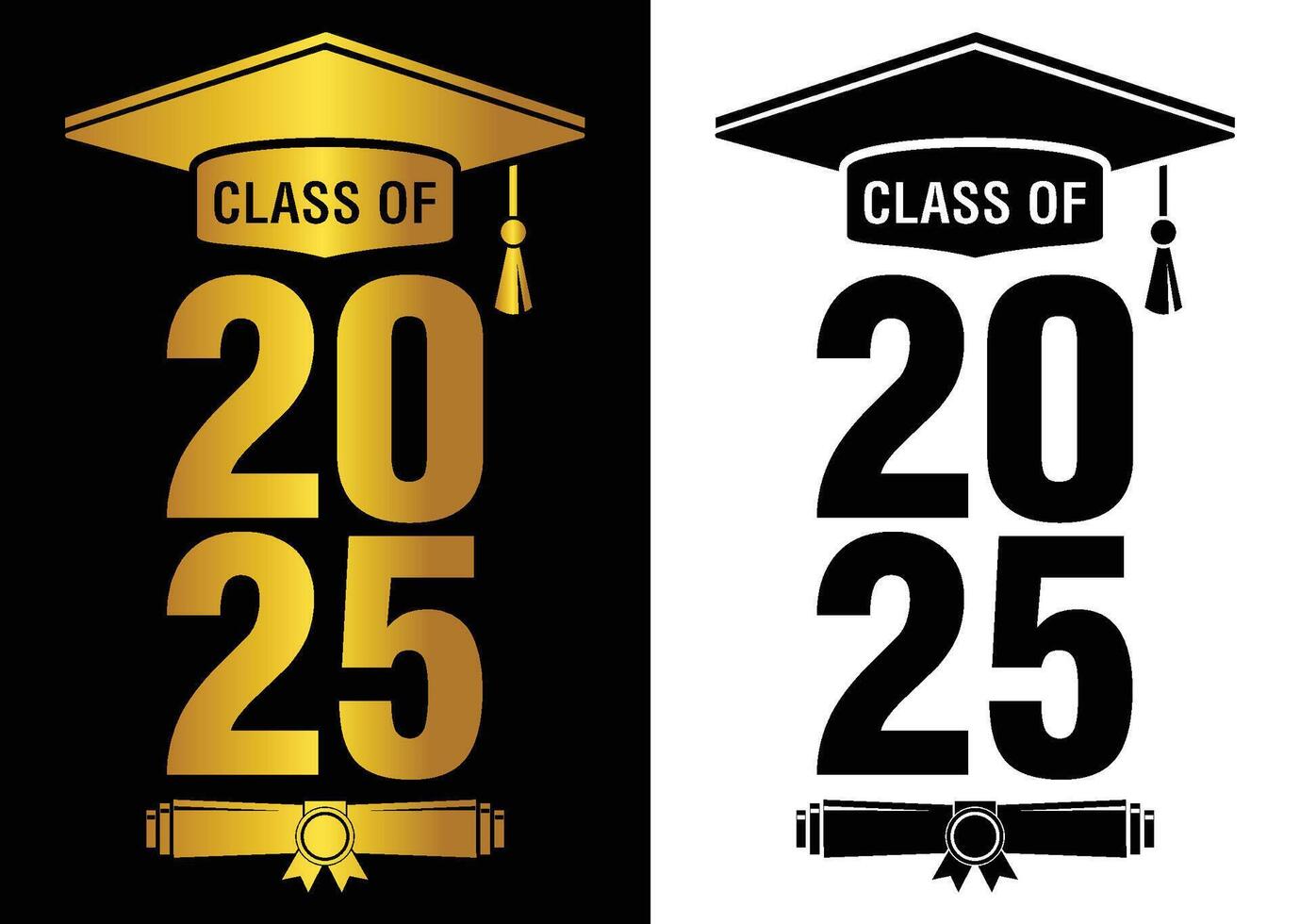 Lettering Class of 2025 for greeting, invitation card. vector