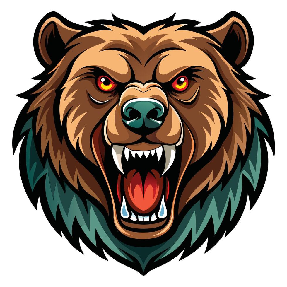 the head of a bear with open mouth vector