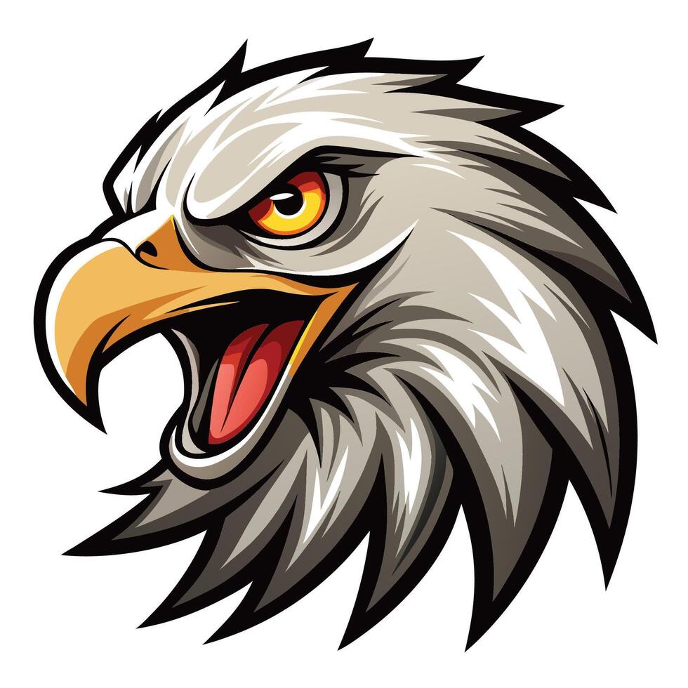 an eagle head with open mouth open beak vector