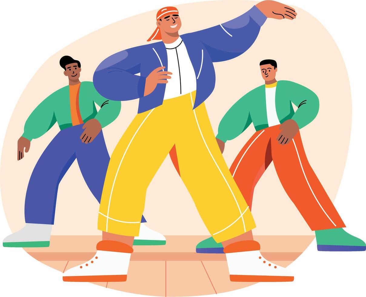 Pop dancers performance illustration in flat style vector