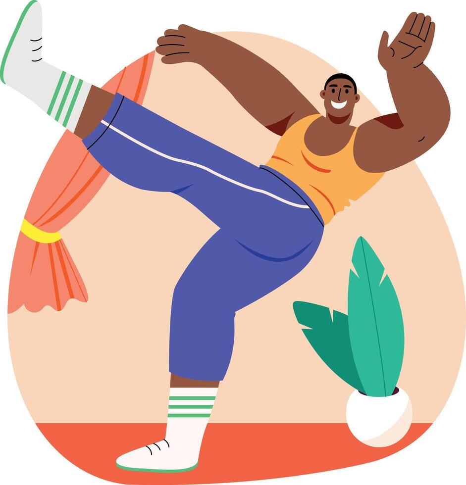 A flat style illustration of a character showing his dance move vector