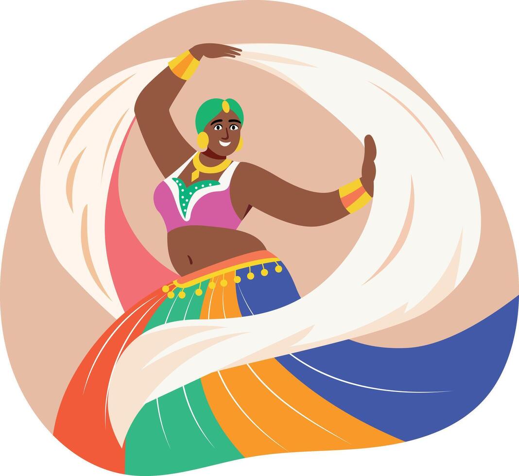 Belly dance performance of a woman, flat style illustration vector