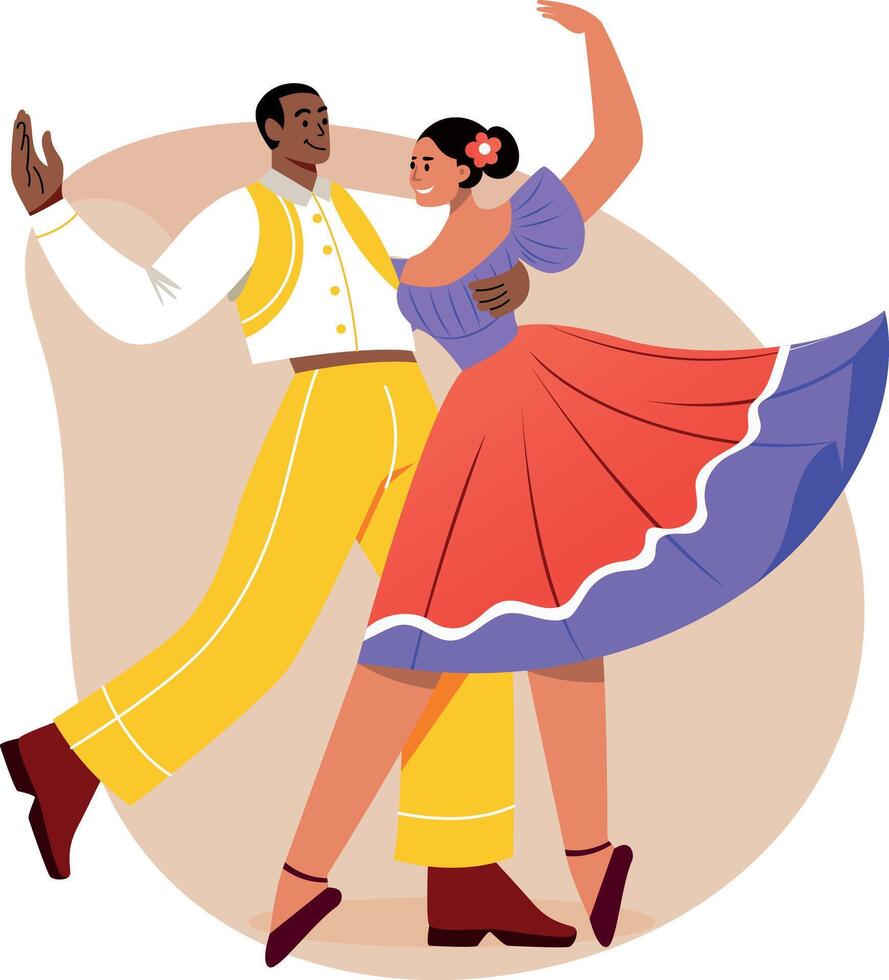 A flat style illustration of cute couple performance vector
