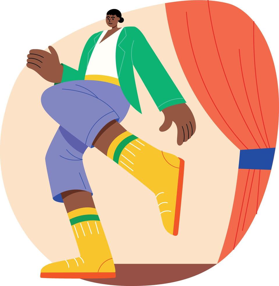 A flat style illustration of a character doing tap dance vector