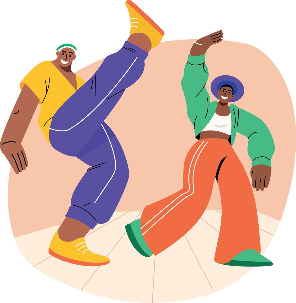 A flat style illustration of dancing boys vector
