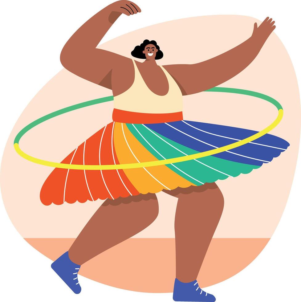A flat style illustration of a character doing hula dance vector