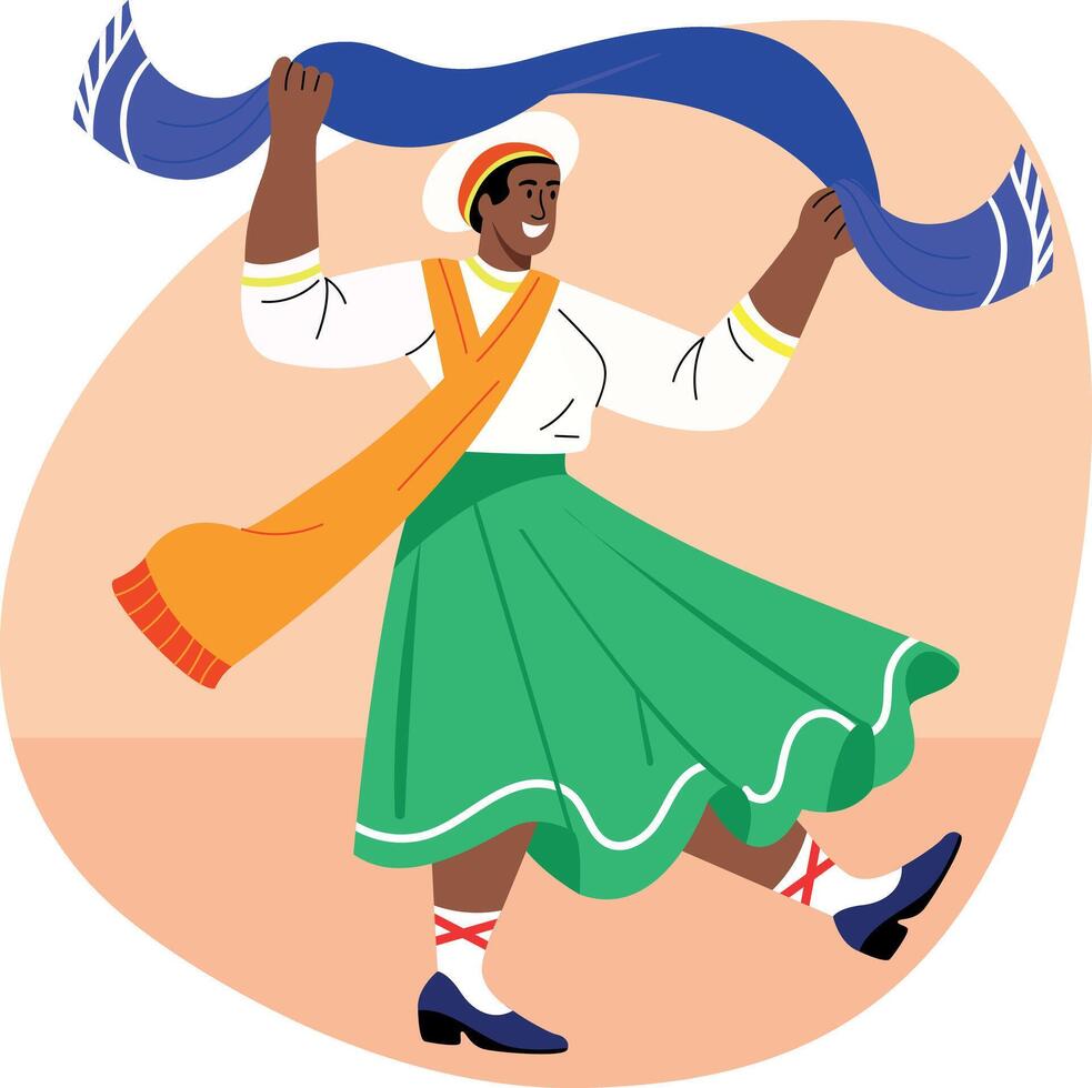 A flat style illustration of a character doing cultural performance vector