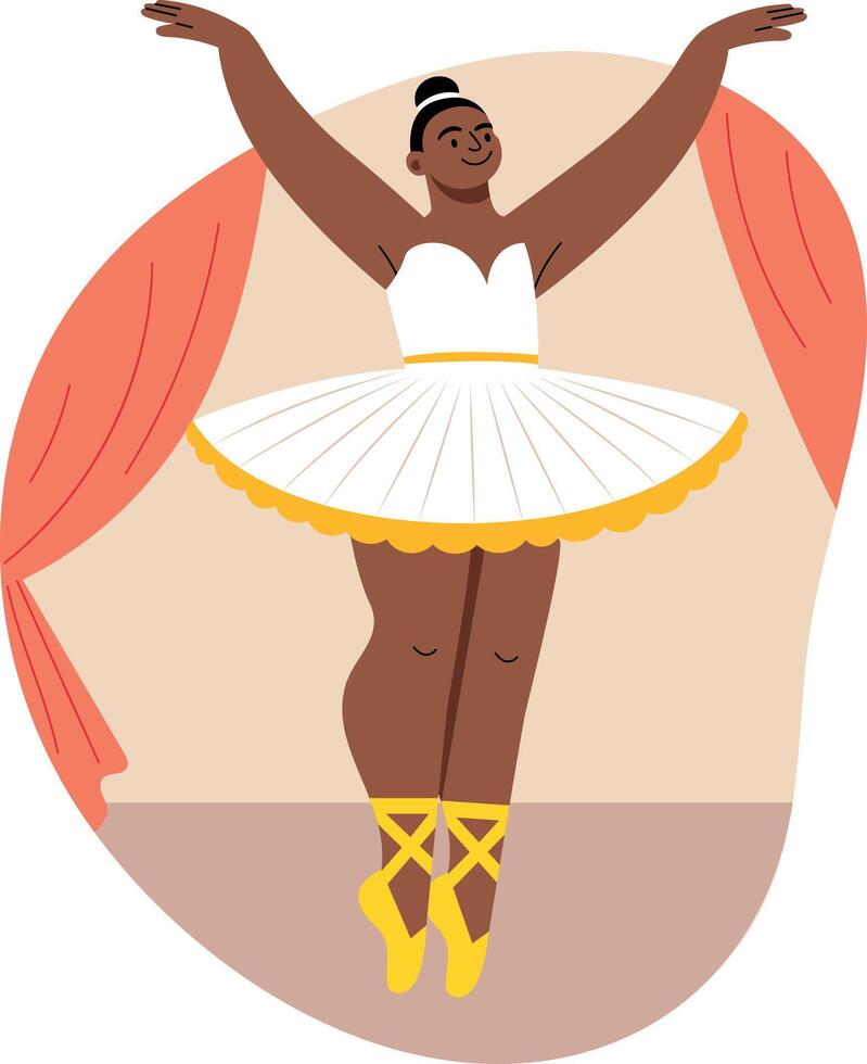 Ballerina dancing performance illustration in flat style vector