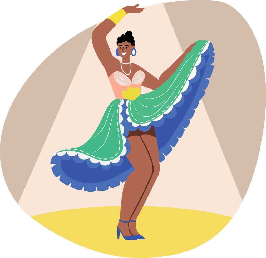 A cute cabaret dancer illustration in flat style vector