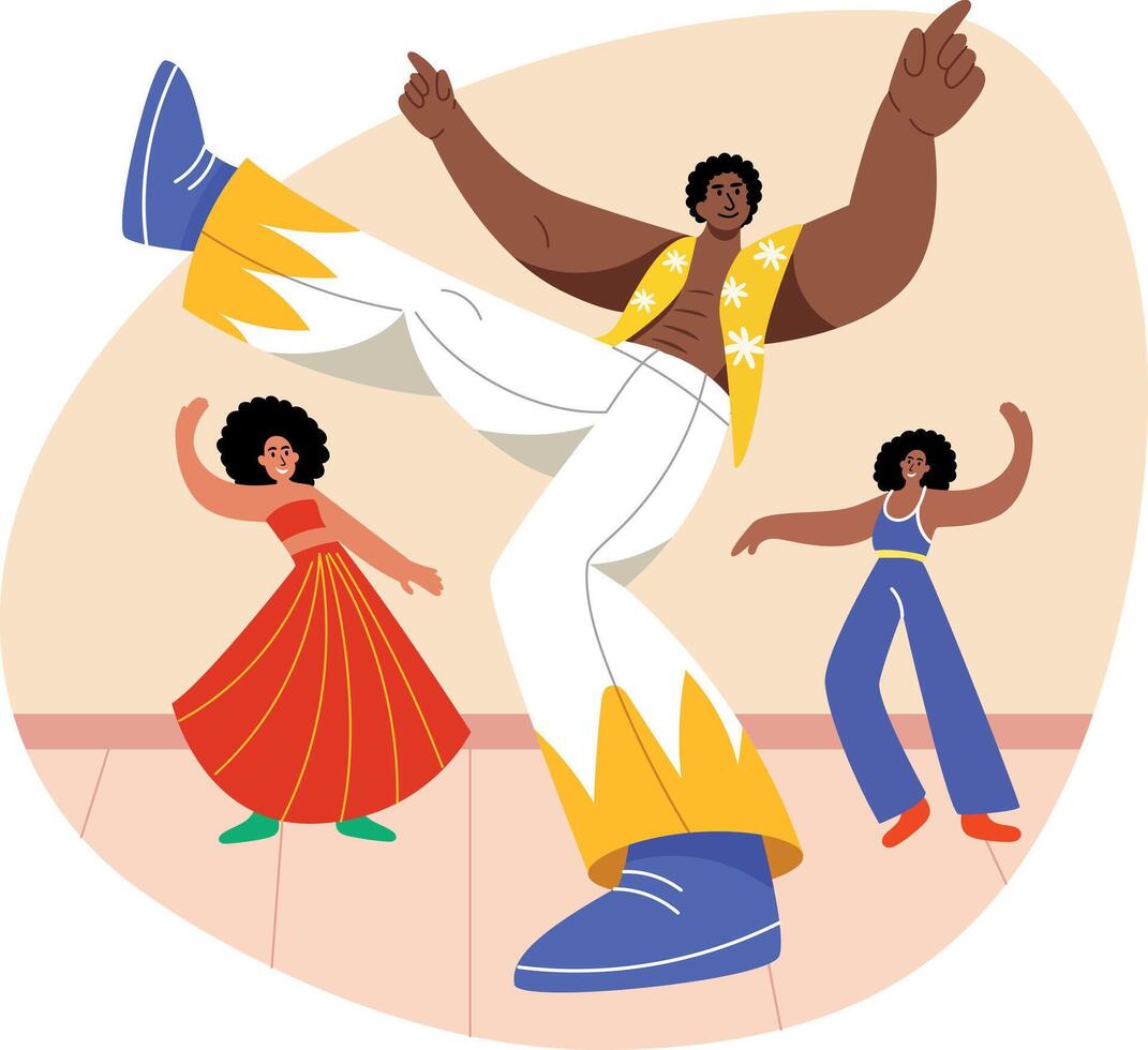 Professional dancers group performance illustration in flat style vector