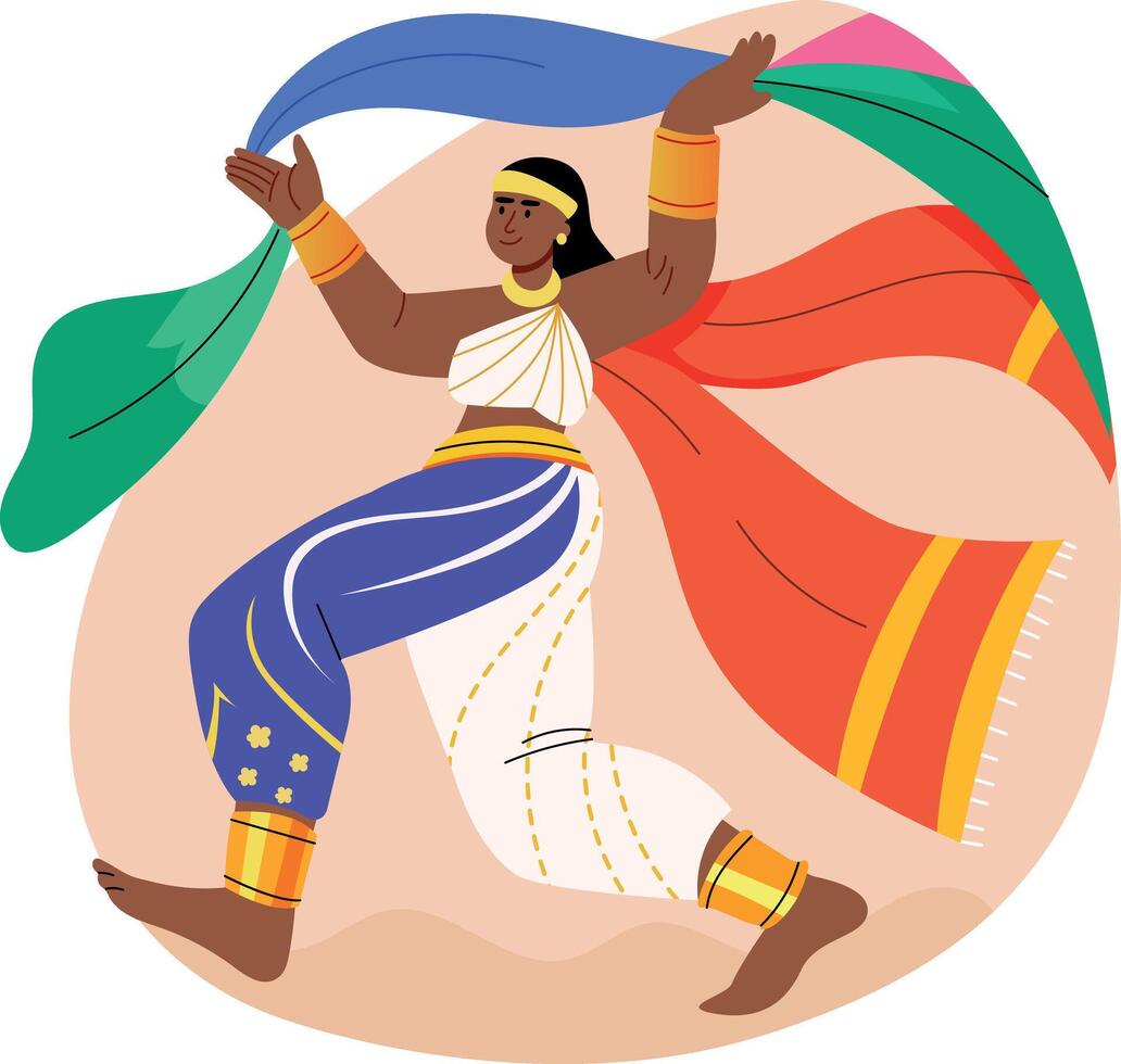 A flat style illustration of a character presenting cultural dance vector