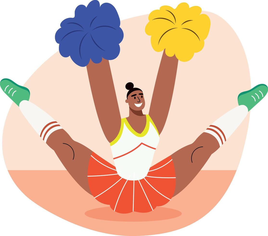 Cheerleader dance illustration in flat style vector