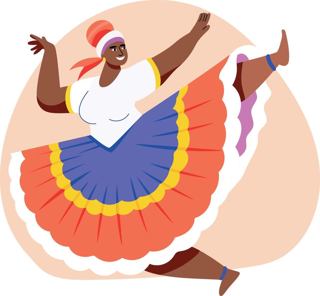 A flat style illustration of a female character doing cuban dance vector