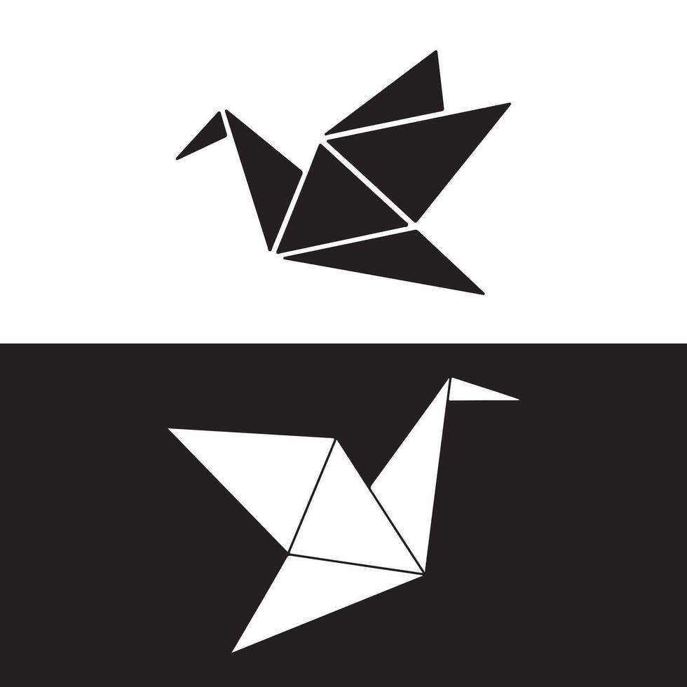Origami Bird Silhouette in Black and White Contrast vector