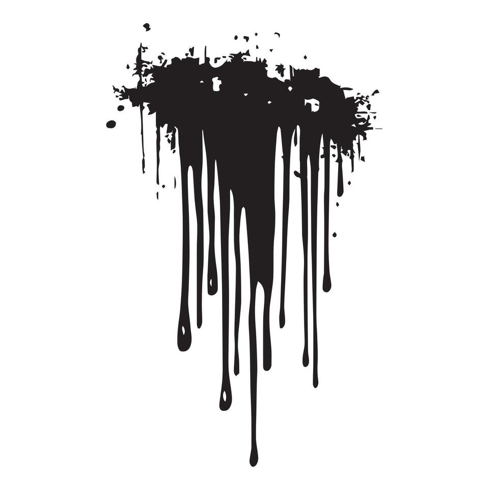 Moody Grunge Black Dripping Effect with a Sketchy Brush Look vector