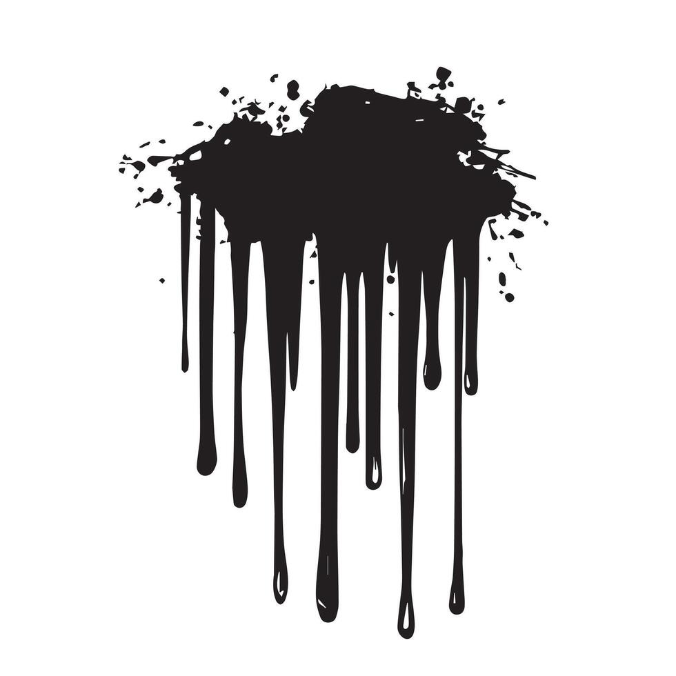 Raw and Fluid Black Dripping Pattern with a Gritty Grunge Look vector