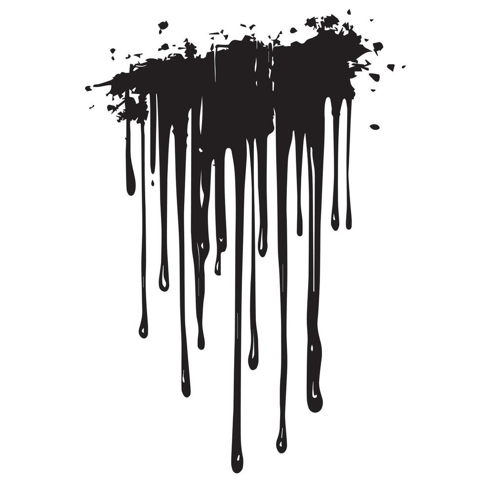 Bold Smudged Black Dripping Streaks with a Distressed Appearance vector