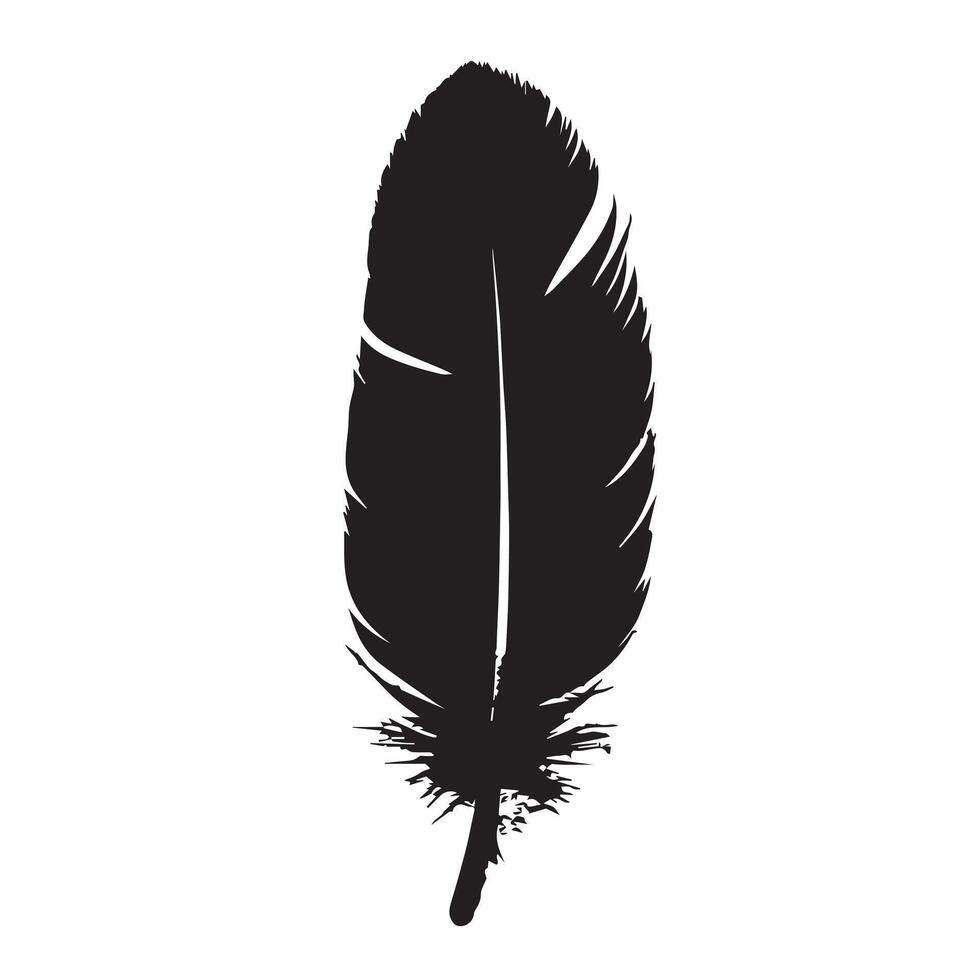 Rough and Organic Black Feather Drawing with Ink Splatter vector
